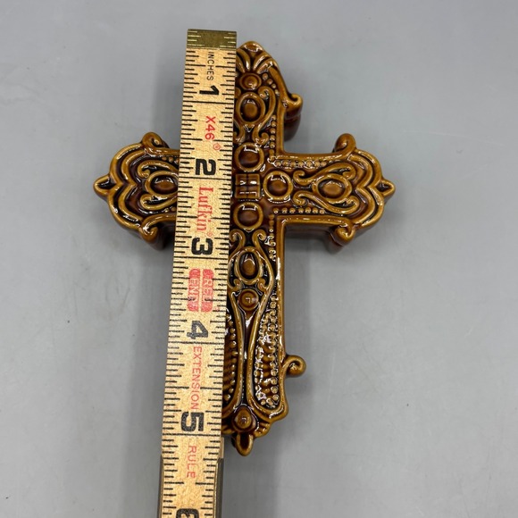 Vtg Ceramic Wall Cross Trinket Box Religious Home Decor Christian Art - Picture 6 of 6